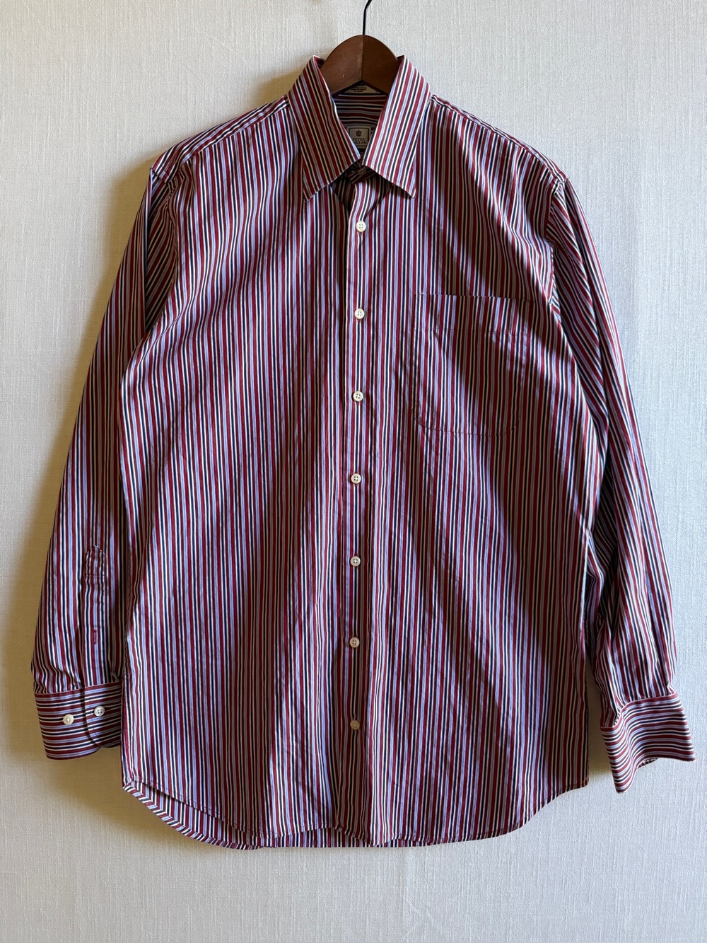 Peter Millar Men's Medium Multi-Stripe 100% Cotton Long Sleeve Button-Down Shirt